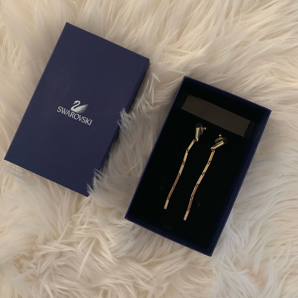 Swarovski Gold Long Earrings